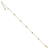 14K Two-tone Oval Chain with Wavy Circles 9in Plus 1in Ext Anklet-WBC-ANK238-9