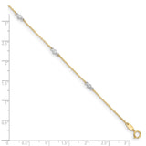 14k Two-tone CZ 9in Plus 1in ext. Anklet-WBC-ANK240-9