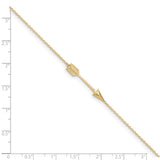 14K Polished Arrow 9in Plus 1in ext. Anklet-WBC-ANK275-9