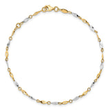 14K Two-Tone Polished 9in Plus 1in ext. Anklet-WBC-ANK280-10