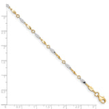 14K Two-Tone Polished 9in Plus 1in ext. Anklet-WBC-ANK280-10