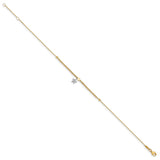 14K Two-tone CZ and Star 10in Plus 1in ext. Anklet-WBC-ANK295-10