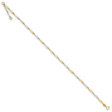 14k Two-Tone Polished Link 9.5 Plus 1in ext. Anklet-WBC-ANK298-10