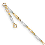 14k Two-Tone Polished Link 9.5 Plus 1in ext. Anklet-WBC-ANK298-10