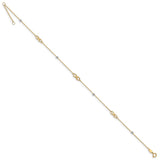 14K Two-Tone D/C Beads & Infinity 10in Plus 1in ext. Anklet-WBC-ANK301-10