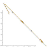 14K Two-Tone D/C Beads & Infinity 10in Plus 1in ext. Anklet-WBC-ANK301-10