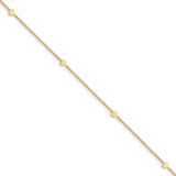 14K Polished Hearts 10in Plus 1in ext. Anklet-WBC-ANK305-10