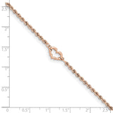 14k Rose Gold D/C Rope with Heart Anklet-WBC-ANK310-10