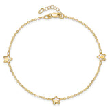 14K Polished Star 9in Plus 1in ext Anklet-WBC-ANK318-9