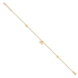 14K Star and Moon 9in Plus 1in ext Anklet-WBC-ANK319-9