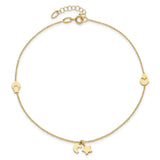 14K Star and Moon 9in Plus 1in ext Anklet-WBC-ANK319-9