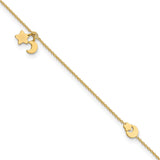 14K Star and Moon 9in Plus 1in ext Anklet-WBC-ANK319-9