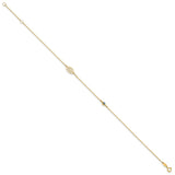 14k Leaf and Glass Eye Bead 9in Plus 1in Ext  Anklet-WBC-ANK323-9
