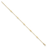 14K Polished Fancy Filigree Link 9in Plus 1 in ext. Anklet-WBC-ANK327-9