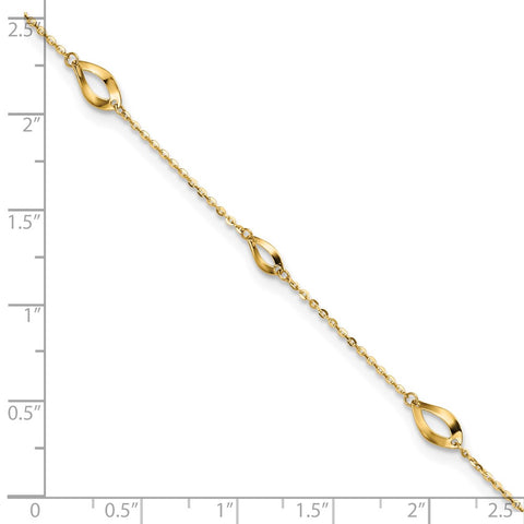 14k 6-Station Oval Link 9in Plus 1in Ext Anklet-WBC-ANK328-9