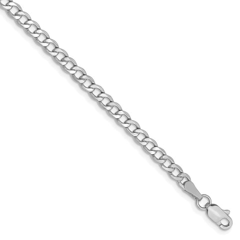 14k WG 3.35mm Semi-Solid Curb Chain-WBC-BC103-7