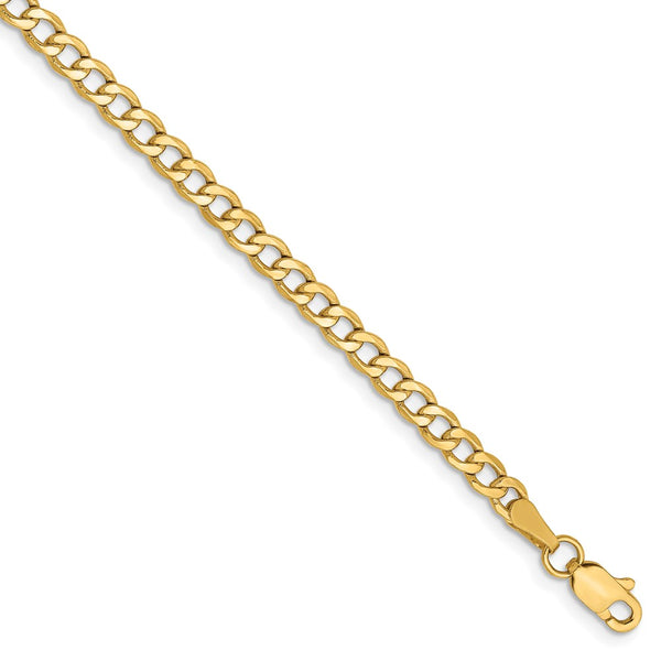 14k 3.35mm Semi-Solid Curb Chain Anklet-WBC-BC106-9