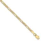 14k 2.5mm Semi-Solid Figaro Chain Anklet-WBC-BC120-9