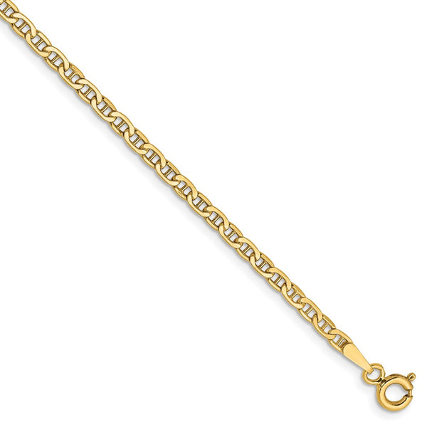 14k 2.4mm Semi-Solid Anchor Chain Anklet-WBC-BC121-9