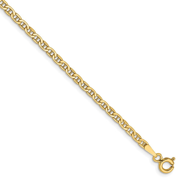 14k 2.4mm Semi-Solid Anchor Chain Anklet-WBC-BC121-10