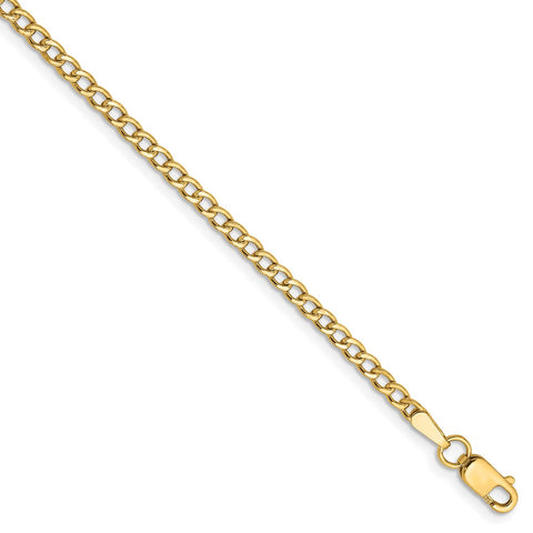 14k 2.5mm Semi-Solid Curb Chain Anklet-WBC-BC124-9