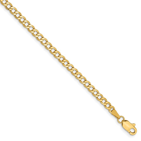 14k 2.85mm Semi-Solid Curb Chain Anklet-WBC-BC192-9