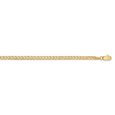 14k 2.85mm Semi-Solid Curb Chain Anklet-WBC-BC192-10