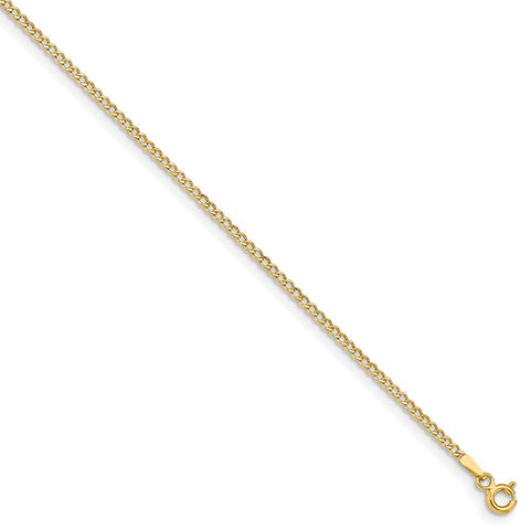 14k 1.85mm Semi-Solid Curb Chain Anklet-WBC-BC193-9