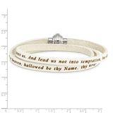 Stainless Steel Lord's Prayer White Leather Wrap Bracelet-WBC-BF3230-MD
