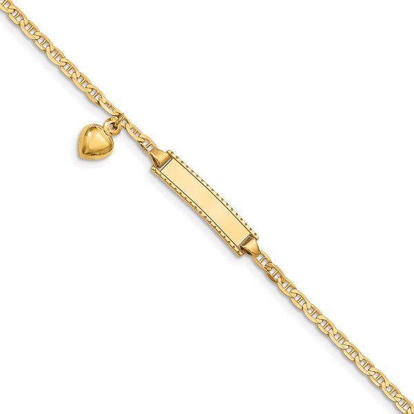 14k Children's Heart Dangle Anchor Link ID Bracelet-WBC-BID100-6