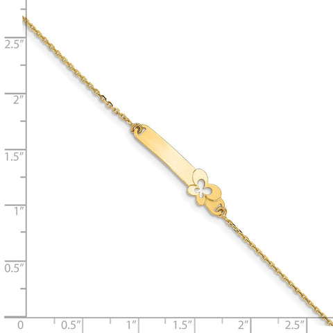 14K Children's Polished Flower w/1in ext.  ID Bracelet-WBC-BID111-5.5