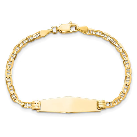 14k Children's Soft Diamond Shape Anchor Link ID Bracelet-WBC-BID44C-6