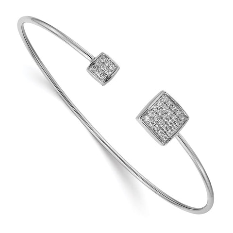 14k White Gold Diamond Squares Flexible Cuff Bangle-WBC-BM3711-033-WA