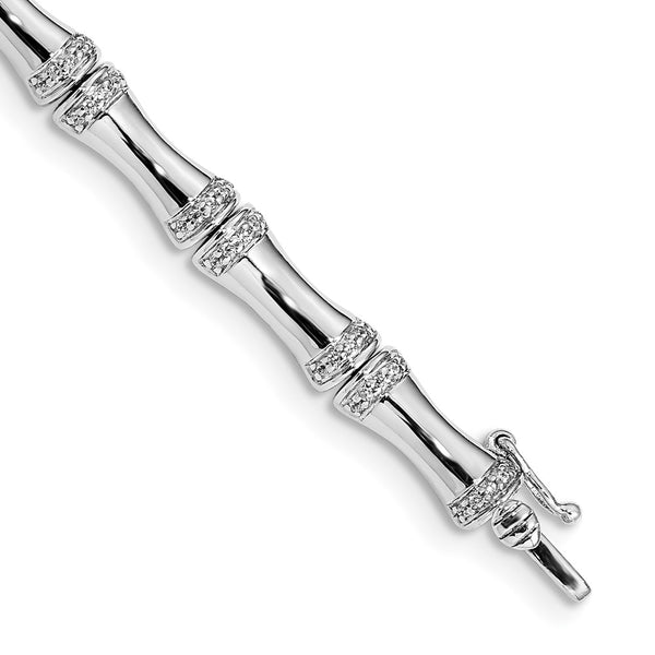 14k White Gold Diamond Bamboo Design Bracelet-WBC-BM3722-050-WA