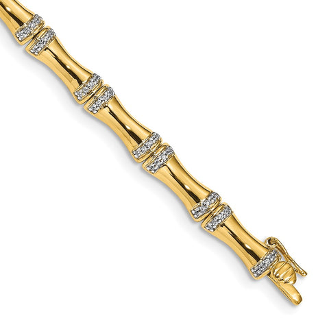 14k Gold Diamond Bamboo Design Bracelet-WBC-BM3722-050-YA