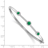 14k White Gold Diamond and Cabochon Emerald Bangle-WBC-BM4031-EM-025-WA