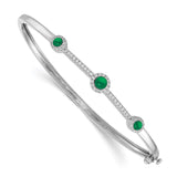 14k White Gold Diamond and Cabochon Emerald Bangle-WBC-BM4031-EM-025-WA