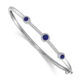 14k White Gold Diamond and Cabochon Sapphire Bangle-WBC-BM4031-SA-025-WA