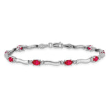 14k White Gold Diamond and Ruby Bracelet-WBC-BM4474-RU-001-WA