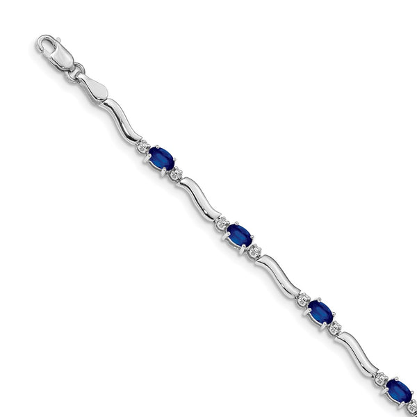 14k White Gold Diamond and Sapphire Bracelet-WBC-BM4474-SA-001-WA