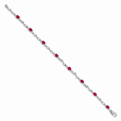 14k White Gold Diamond and Composite Ruby Bracelet-WBC-BM4475-RU-001-WA