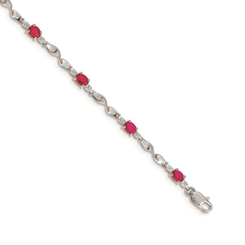 14k White Gold Diamond and Composite Ruby Bracelet-WBC-BM4475-RU-001-WA