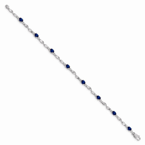 14k White Gold Diamond and Sapphire Bracelet-WBC-BM4475-SA-001-WA