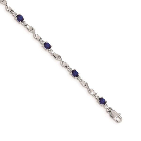 14k White Gold Diamond and Sapphire Bracelet-WBC-BM4475-SA-001-WA