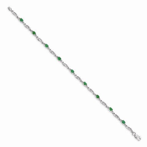 14k White Gold Diamond and Emerald Bracelet-WBC-BM4476-EM-001-WA