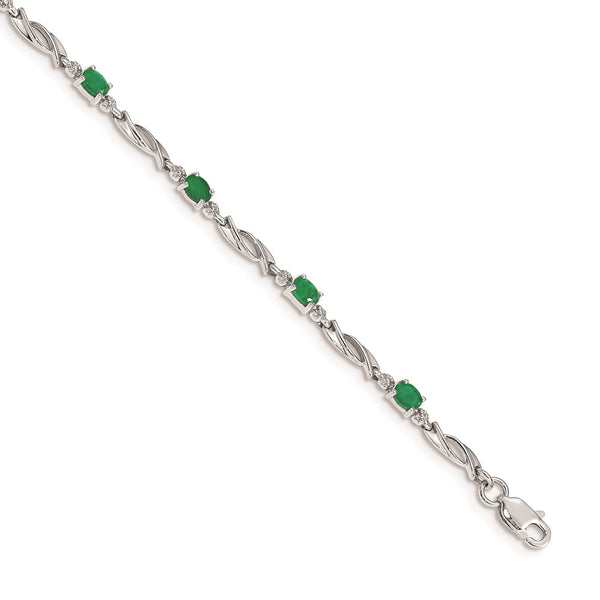 14k White Gold Diamond and Emerald Bracelet-WBC-BM4476-EM-001-WA