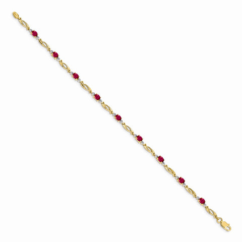 14k Diamond and Composite Oval Ruby Bracelet-WBC-BM4476-RU-001-YA