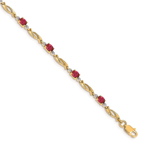 14k Diamond and Composite Oval Ruby Bracelet-WBC-BM4476-RU-001-YA