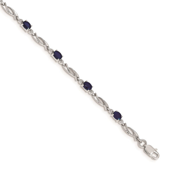 14k White Gold Diamond and Sapphire Bracelet-WBC-BM4476-SA-001-WA