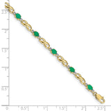 10k Diamond and Oval Emerald Bracelet-WBC-BM4477-EM-001-1YA